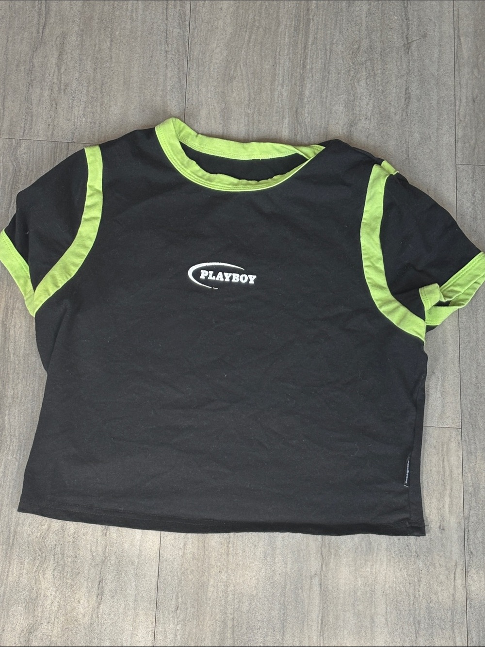 PLAYBOY Black Tee with Lime Green Trim